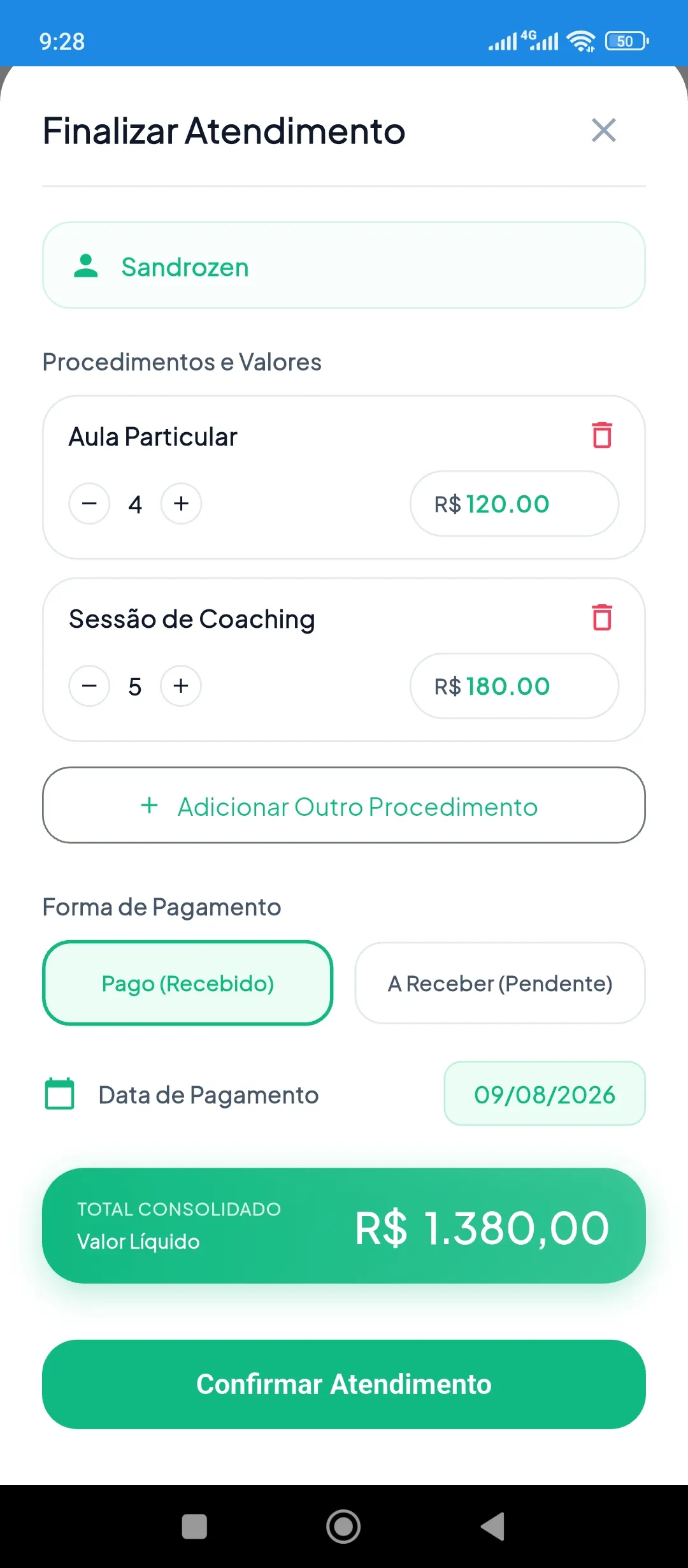 PDV e Checkout de Atendimento - TimeCare Lite